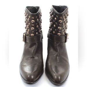 STUART WEITZMAN
Leather Studded Accents Western Boots -6.5
